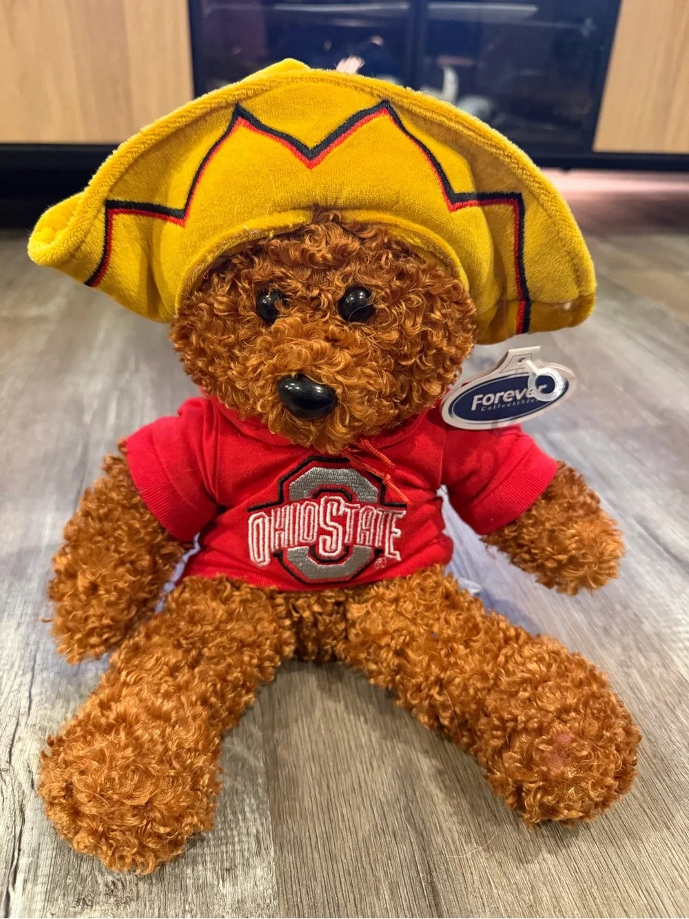 Forever Collectibles Ohio State Plush Teddy Bear in Red and Yellow